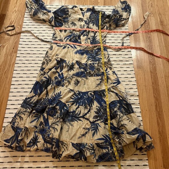Banana Republic Stampa Dress Long Sleeve Maxi Floral Party Beach Blue White XL - Picture 6 of 10